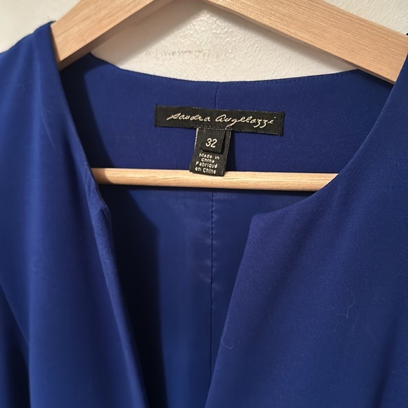 Cobalt blue peplum style cocktail dress with gold zipper - Picture 3 of 4